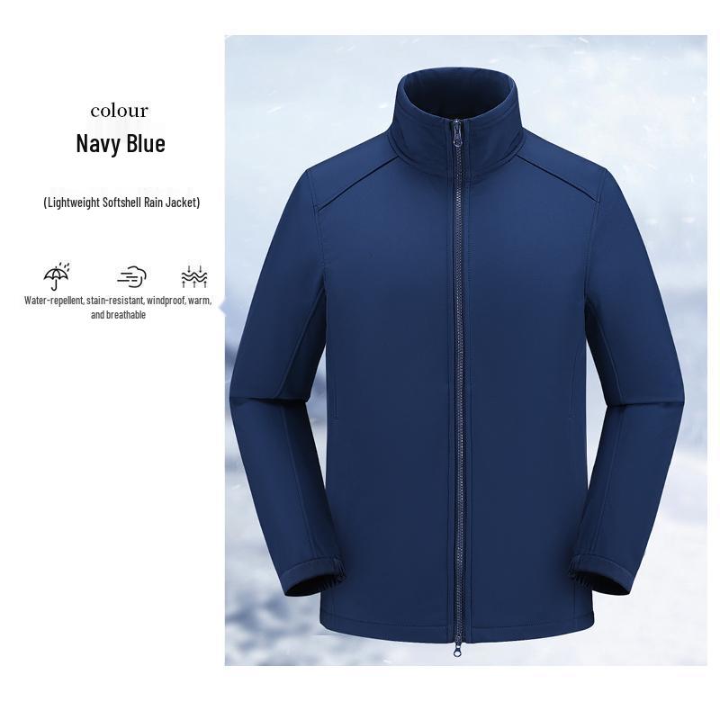 Unisex Windproof & Waterproof Softshell Jacket with Stand-up Collar - Custom Logo Embroidery Available