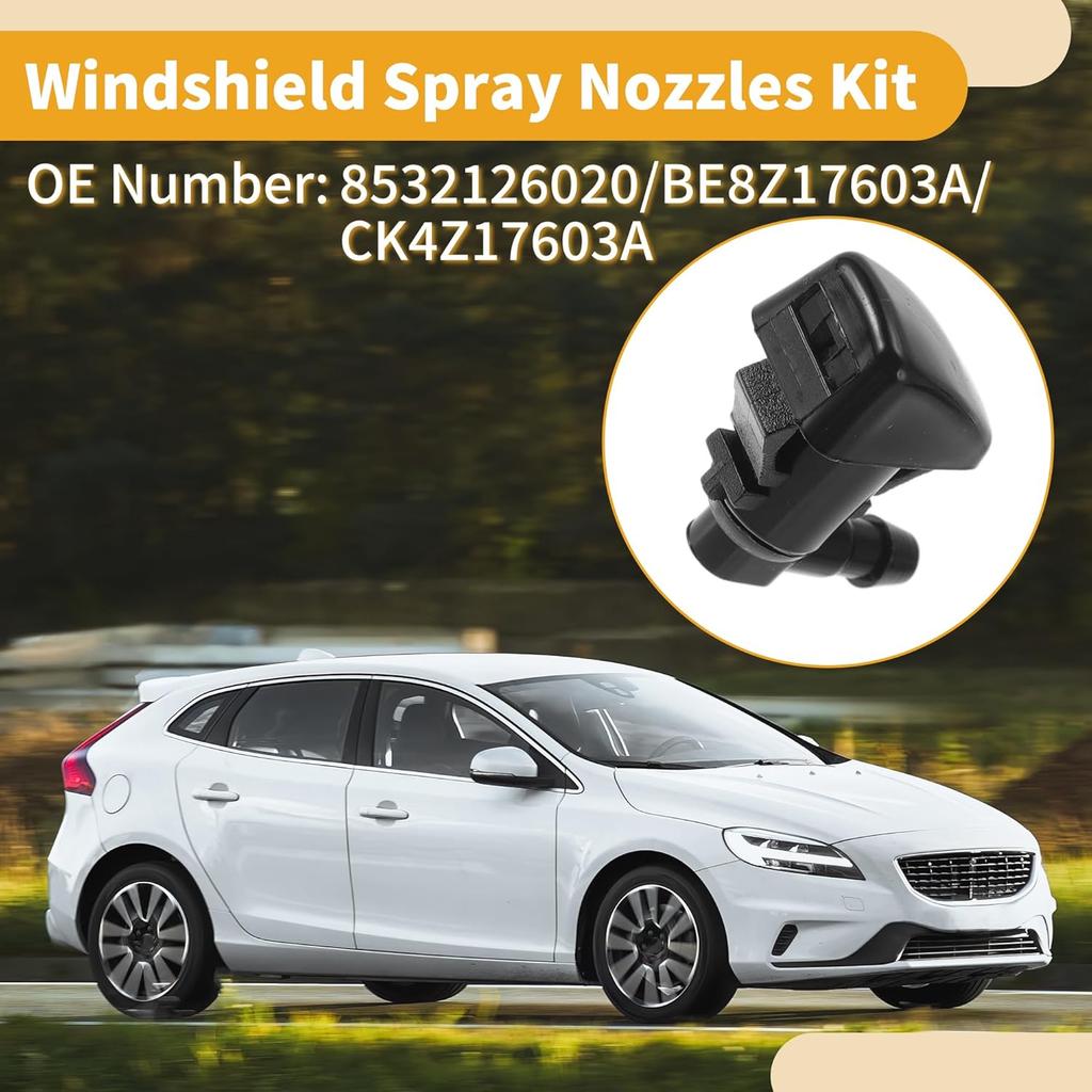 Windshield Washer Nozzle Kit for Ford Fiesta 11-22 No.8532126020 with Gaskets t Hose Connector,Straight Hose Connector,Y Hose Connector