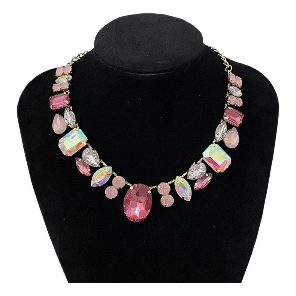 Decoration Vintage Chunky Necklace Charm Exaggerated Necklace Rhinestone Necklace  Gifts