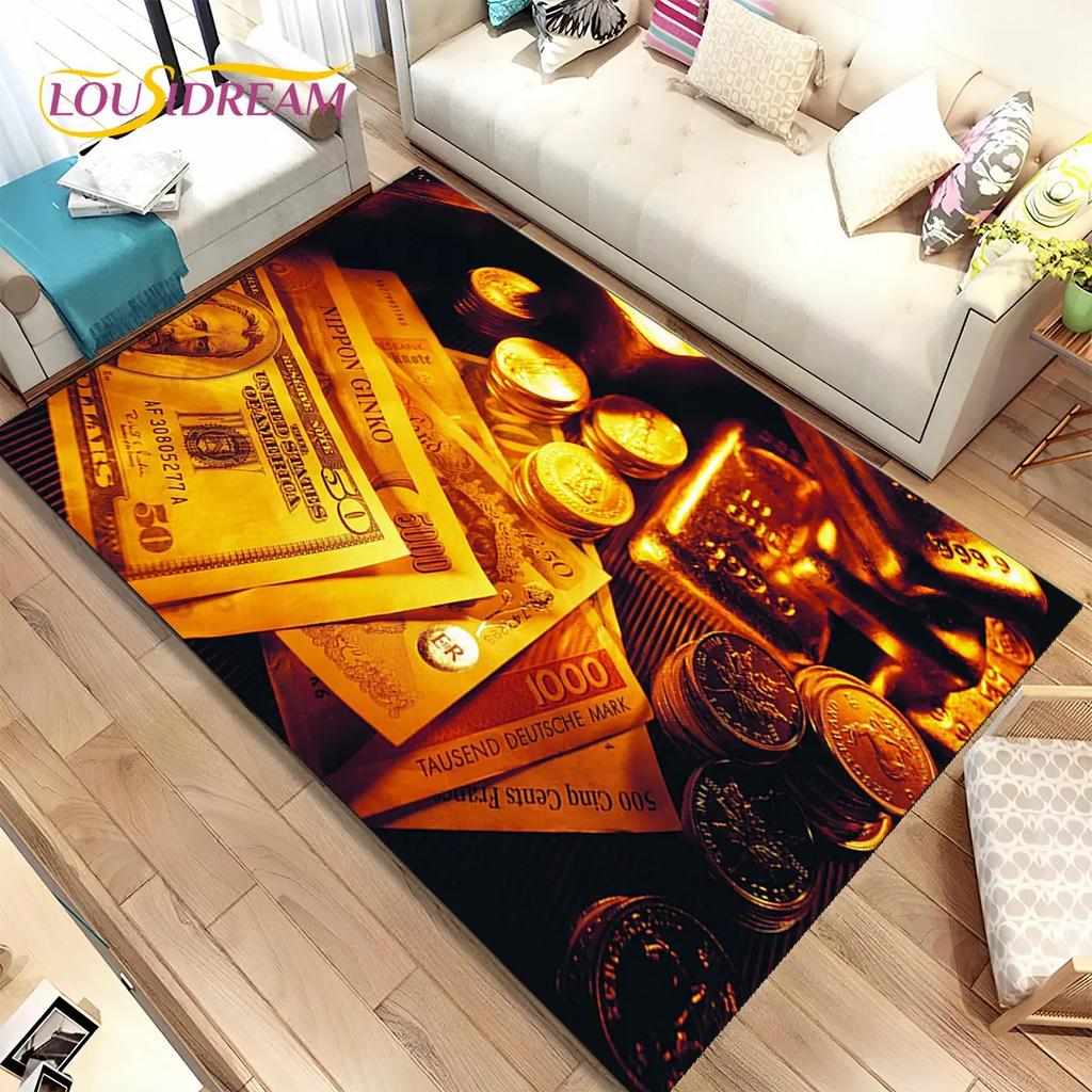אשליה תלת מימדית דולר אירו כסף דפוס שטח שטיח, שטיח שטיח לבית סלון חדר שינה ספה דקור שטיח לדלת, מחצלת רצפה מונעת החלקה