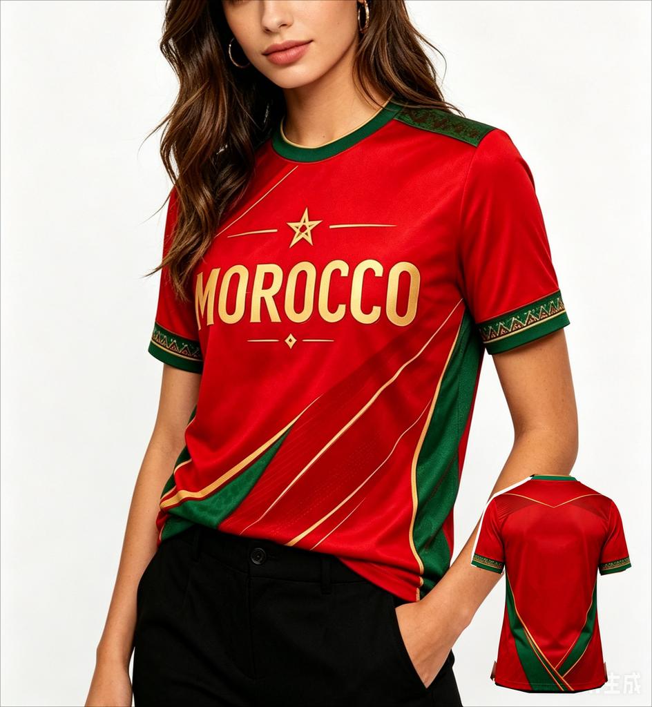Morocco Style Soccer Jersey Football Tee Fan Jersey Gift Sports T-Shirt Summer Breathable Short Sleeve Casual Fashion Streetwear