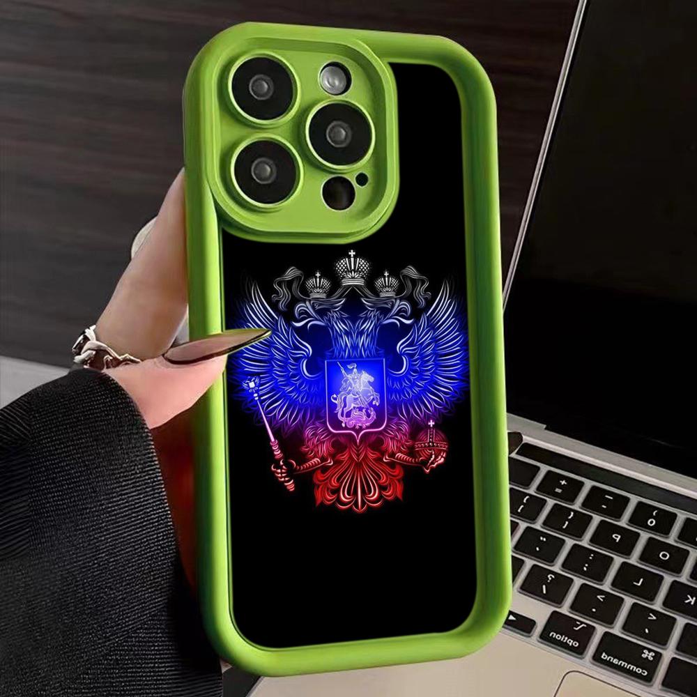 

Силиконовый чехол для телефона LZ15 с изображением герба России для iPhone 11 13 14 15 16 Pro Max 7 8 16 Plus 12 mini XS Max XR, противоударный чехол на заднюю панель for iPhone 12