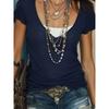 BITCED Women's Fashion Casual Solid Color Print Short Sleeve V Neck Blouses & Shirts