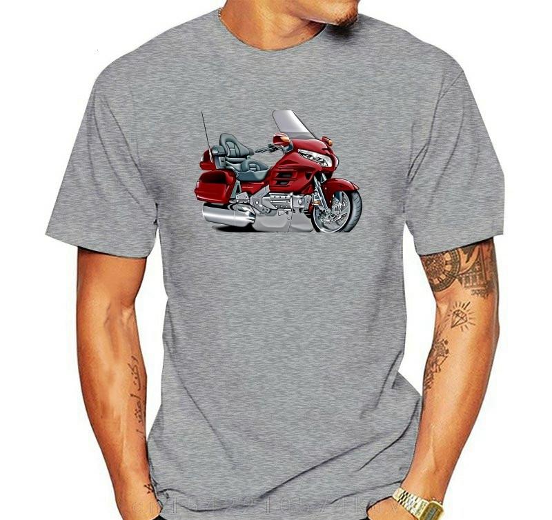 Herren Goldwing Rot Biker Dunkles T-Shirt 100% Baumwolle O-Ausschnitt