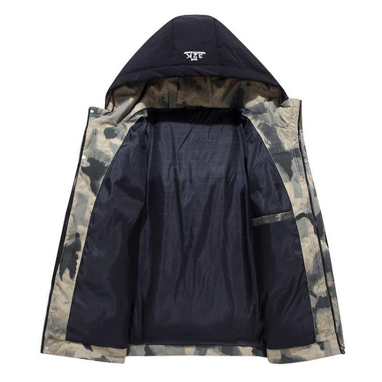 Hooded Winter Coat for Men Thickened Padded Warm Down Cotton Jacket