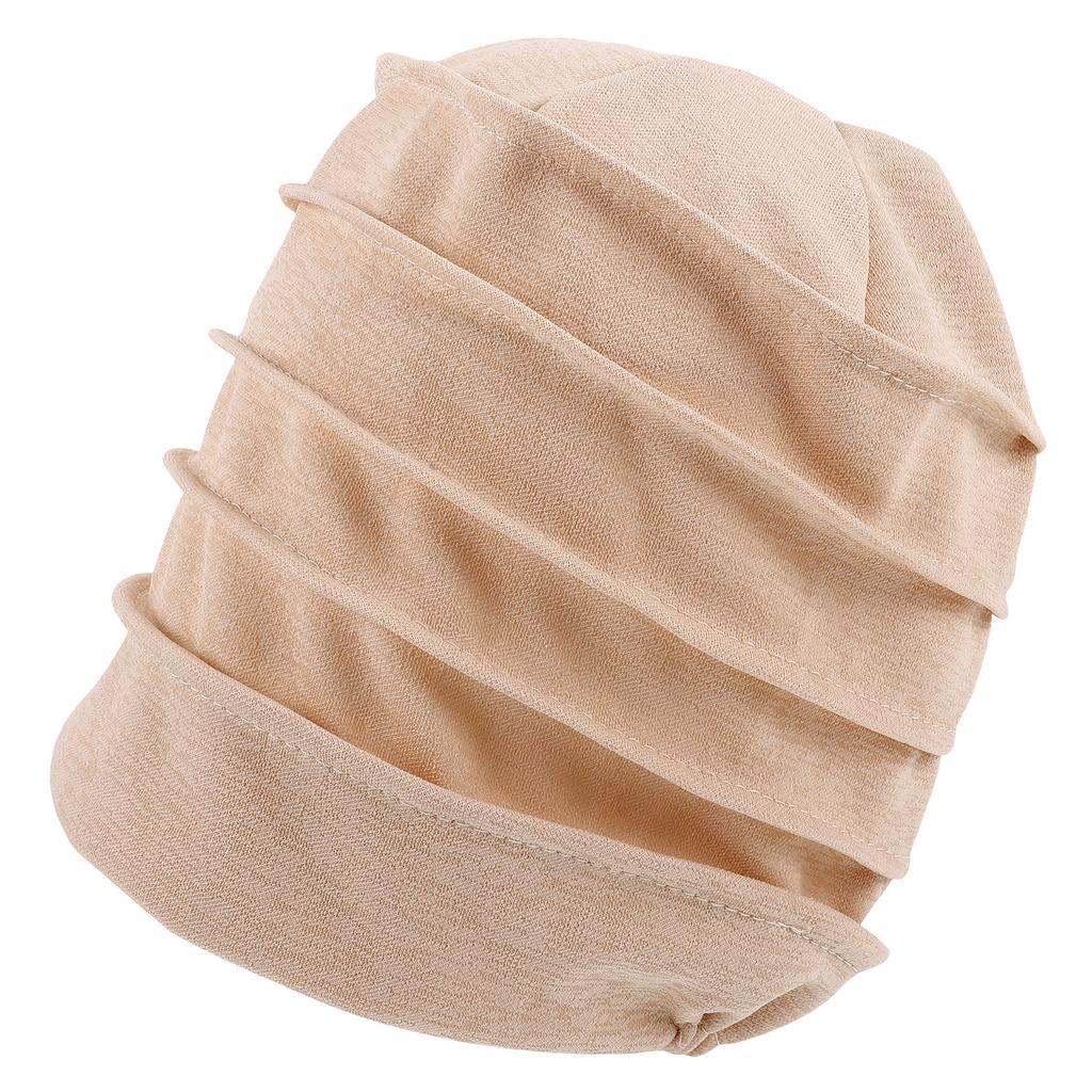 Muslim Cotton Chemo Turban Head Wrap Cap Night Sleep Hat Soft Pleated Beanie Headwear for Women Hair Loss Comfort