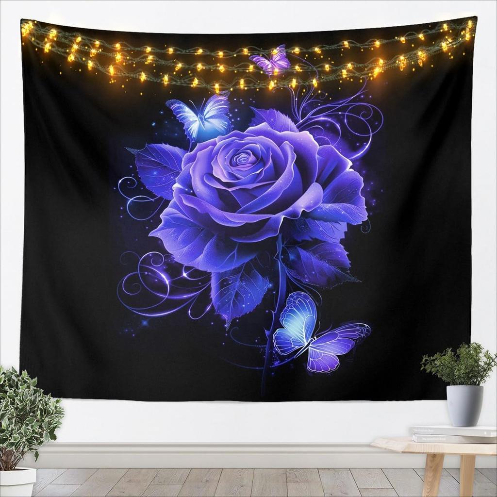 Kids Black White Wall Hanging Blanket for Boys Girls Teens Antique Victorian Baroque Wall Art Breathable Gothic Vintage Floral