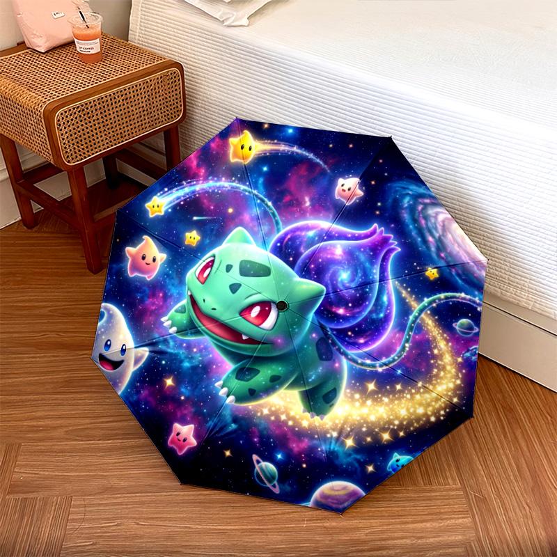 

1PC Automatic Folding Umbrella Bulbasaur Pattern 8 Ribs Portable Foldable Travel Umbrella Christmas Birthday Gift разноцветный