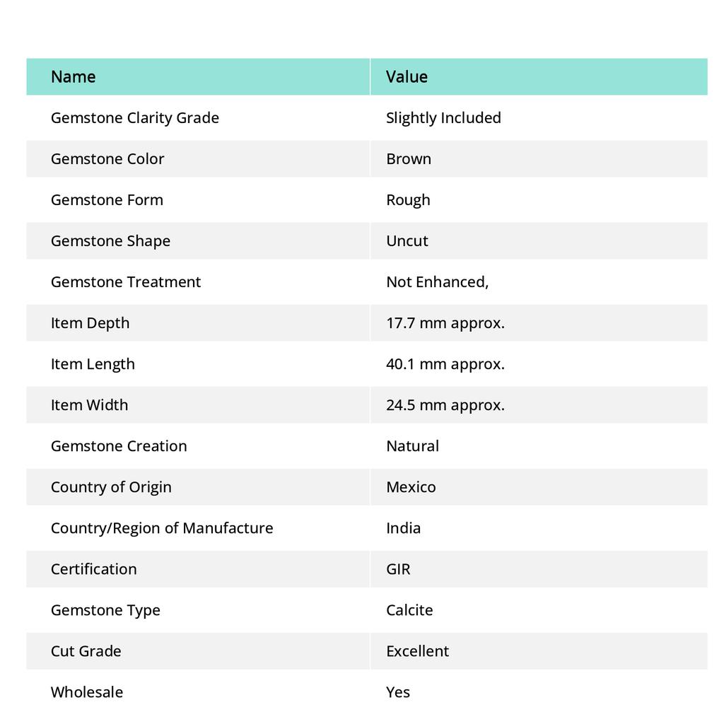 A+ Certified Natural Brown Calcite 141.55 Ct Uncut Rough Gemstone For Collectors