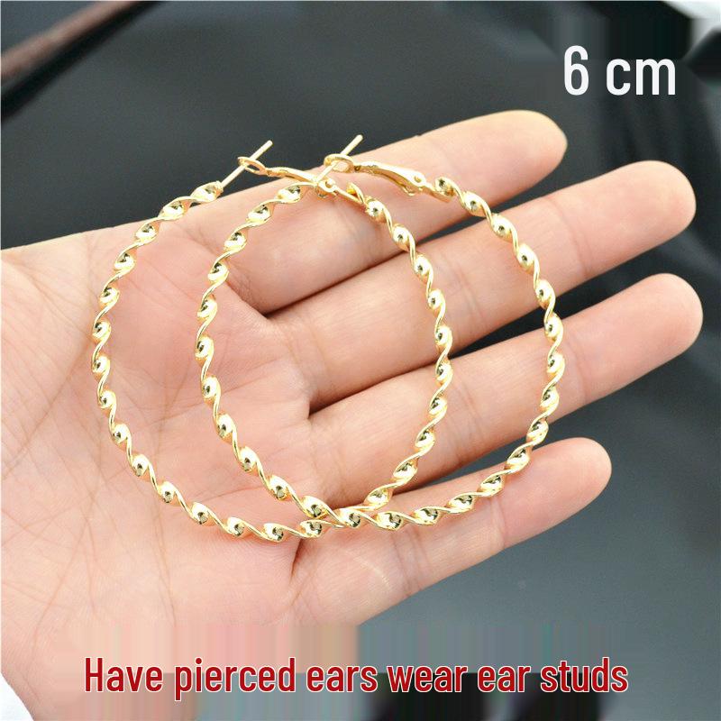 Women’s Shiny Twisted Circle Ear Clips - Gold & Silver, No Piercing Needed