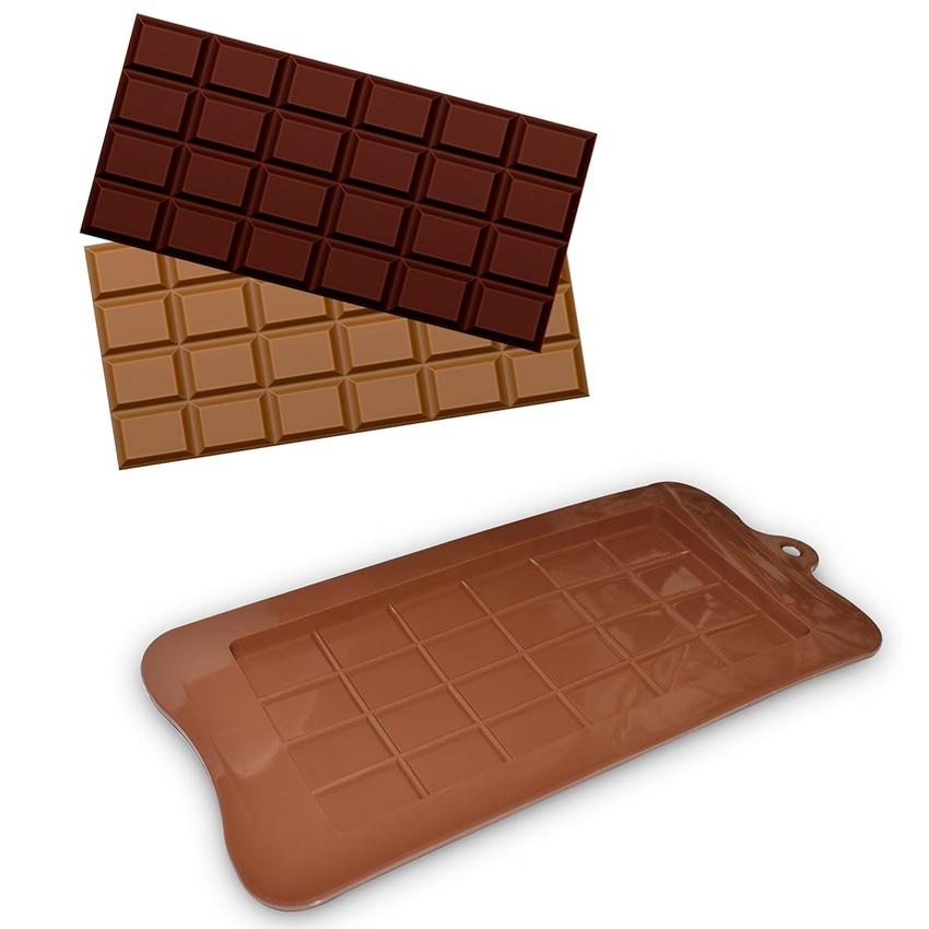 4-Pack Silicone Chocolate Molds for Homemade Chocolate, Candy, Jelly, or Ice Cubes, Brown, Rectangle