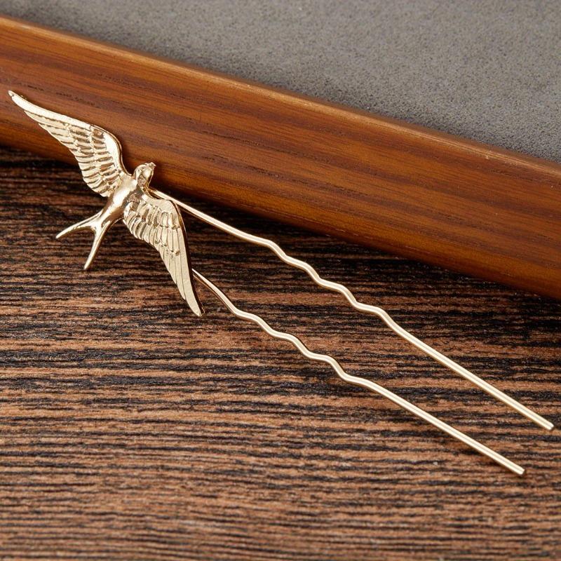 Xiaomi Bird Hair Pins Women Leaves Hairpins Metal Barrette Clip Wedding Bridal Hair Jewelry Accessories Wedding Hairstyle Design Tools
