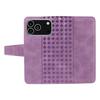 For iPhone 17 Pro Leather Case Wallet Stand Grids Imprinted Phone Cover with Strap