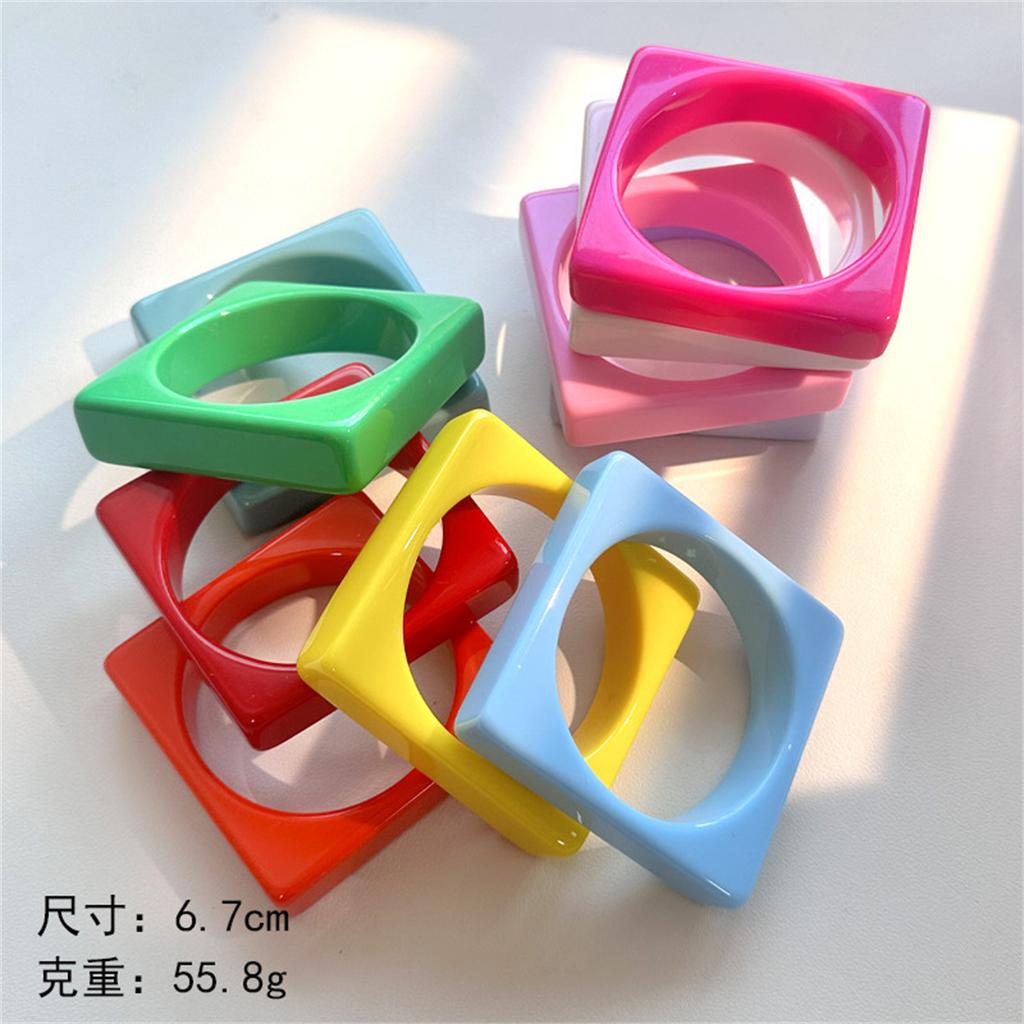 Korean Design Sense Cream Color Exaggeration Geometric Bangles Women Multicolor Gothic Bracelets Bangle Colorful Trend Jewelry