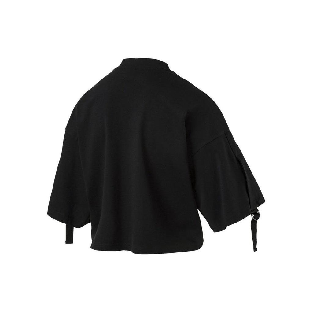 Puma Solid Color Casual Short Sleeve T-Shirt Women tops Black 576335-01