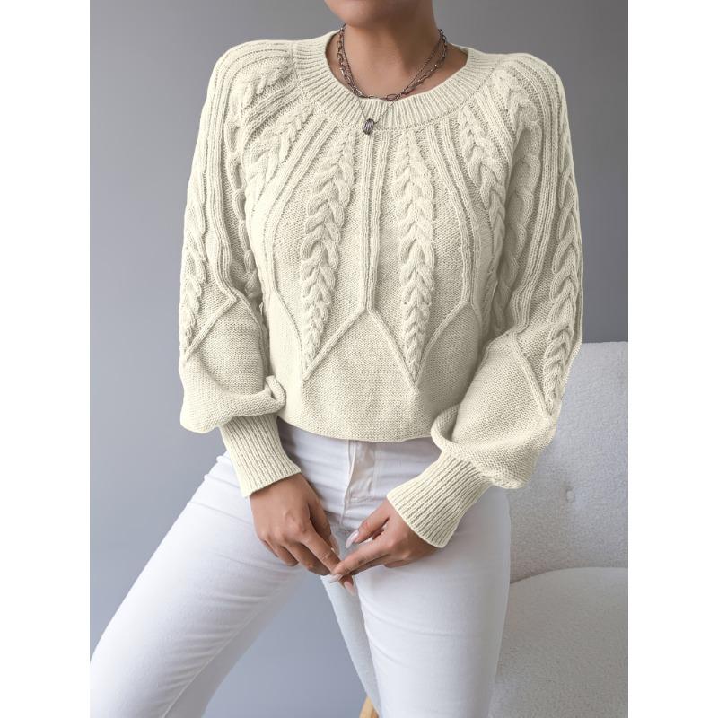 Women'S Chunky Sweater - Beige/Neutral-Toned Sweater for Fall/Winter, Cozy Sweater for Everyday & Formal Outfits, Women'S Sweater Clothing