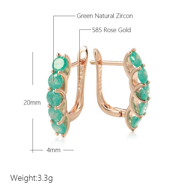 Emerald Round Cut Drop Earrings For Women Luxury Natural Zircon With  Rose Gold Color Earrings Daily Fine Jewelry