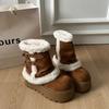 White thick-soled heightening piled thickened snow boots women's new winter warm Northeast fluffy cotton shoes