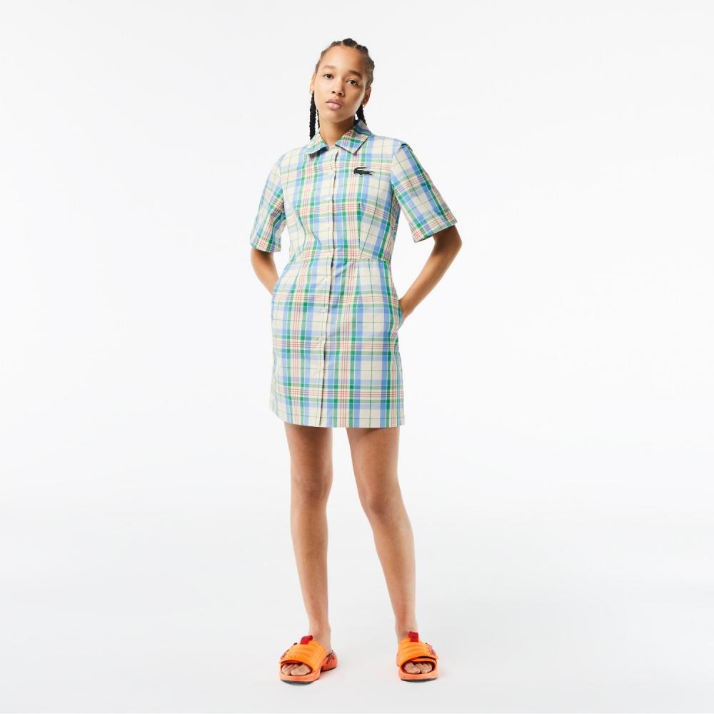 

LACOSTE Женское платье-рубашка в клетку с коротким рукавом EF5865 53G VVI