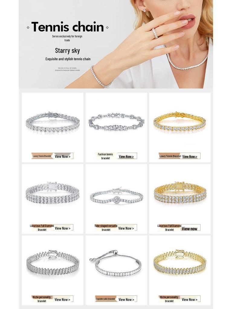 3mm Colorful Copper Zircon Tennis Bracelet - European & American Style, Hot Fashion Trend