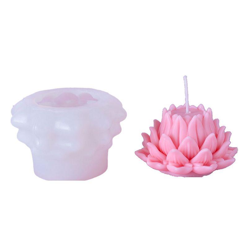 M-Modern-Simulation Lotus Candle Silicone Mold Blossom Flower Soap Fragrance Ornaments Making Chocolate Cake Decor Gift