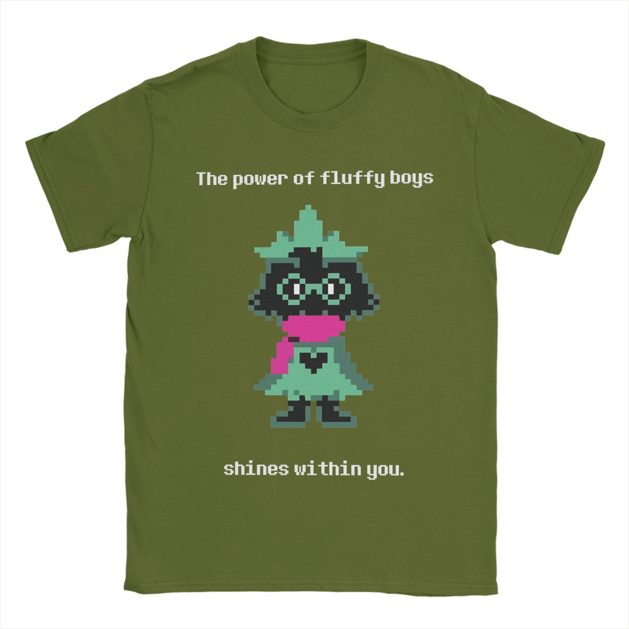 Modisches Ralsei Flauschiger Jungen Deltarune Spiele T-Shirt für Männer Frauen Reines Baumwoll-T-Shirts Kurzarm Tops 2XL black
