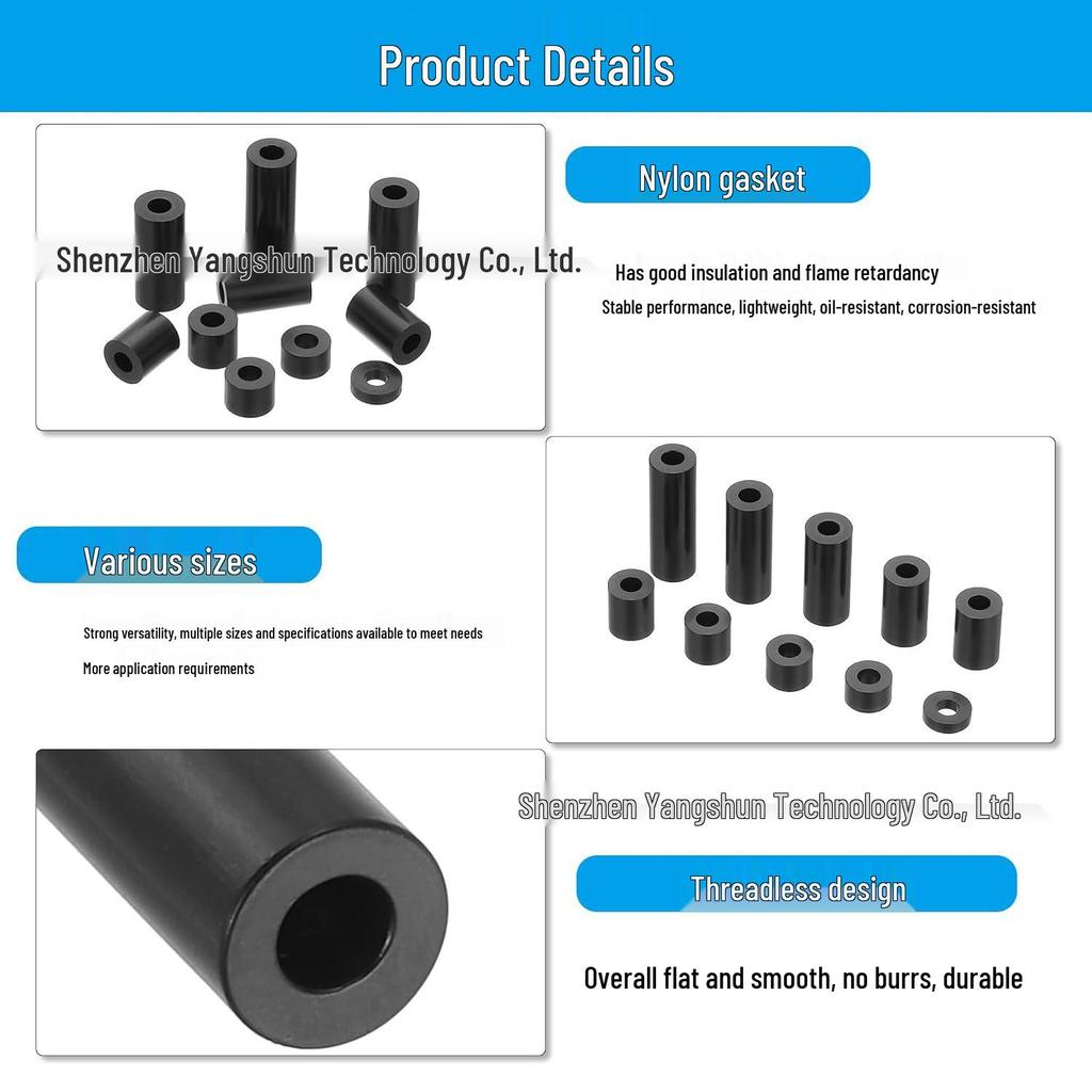 150-Piece Black Nylon Round Spacer Set (M6, 3-25mm)