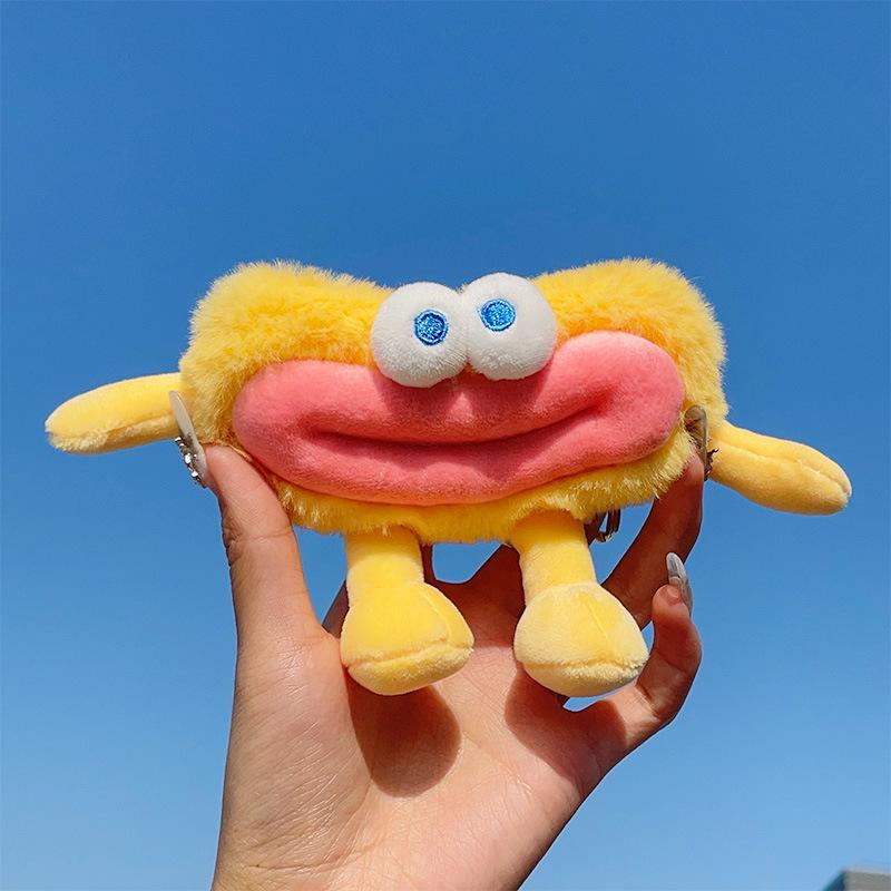 Funny Cartoon Sausage Mouth Monster Pendant Cute Big Mouth Monster Plush Big Eyes Cute Little Doll Toy