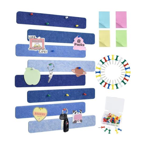 8Pcs Felt Message Strip Self Adhesive DIY Bulletin Board Pin 35 Thumbtacks School Home Wall Decor Stickers