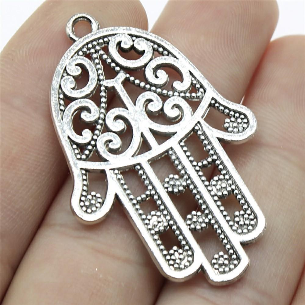 10pcs Charms Hamsa Hand Antique Silver Color Hamsa Hand Charms Pendants For Bracelets Lufthansa Hand Charms Wholesale
