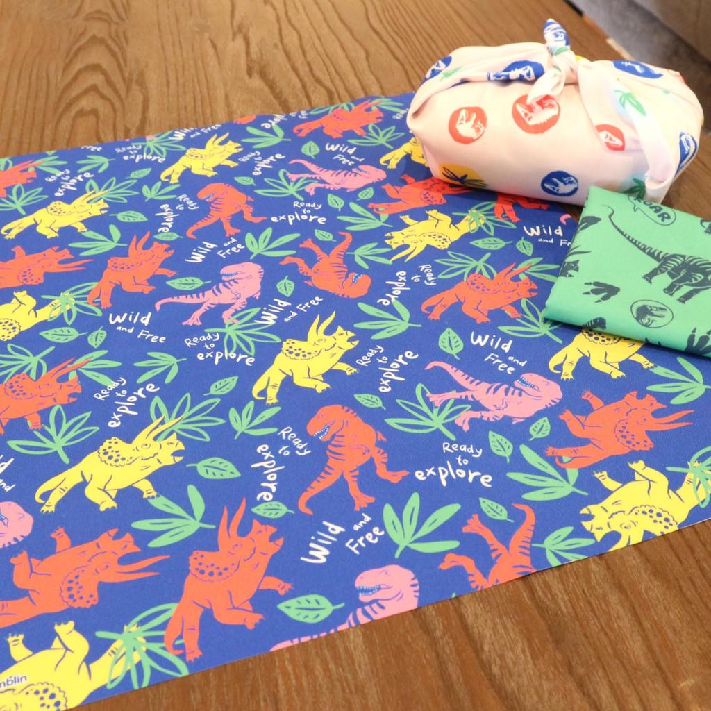 Marushin Lunch Cloths and Jurassic World Many Dinosaurs Perfect for and Elementary Perfect for Boys (3-Pack), Moisture-Wicking, Quick-Drying,