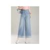 Women's Straight Leg Jeans Summer Thin High Waisted Cropped Pants Narrow Wide Leg Pants