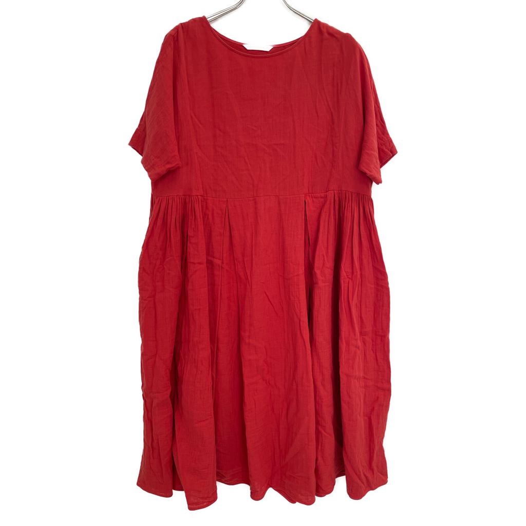 PLAIN PEOPLE Red 100% Cotton Double Volume One Piece dress 2 RedUsed