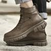 Scarpe da Uomo alla Moda Comode Designer Stivali Chelsea alla Caviglia in Vera Pelle Scarpe da Uomo Suola Spessa Stivali Casual da Motociclista Uomo Business
