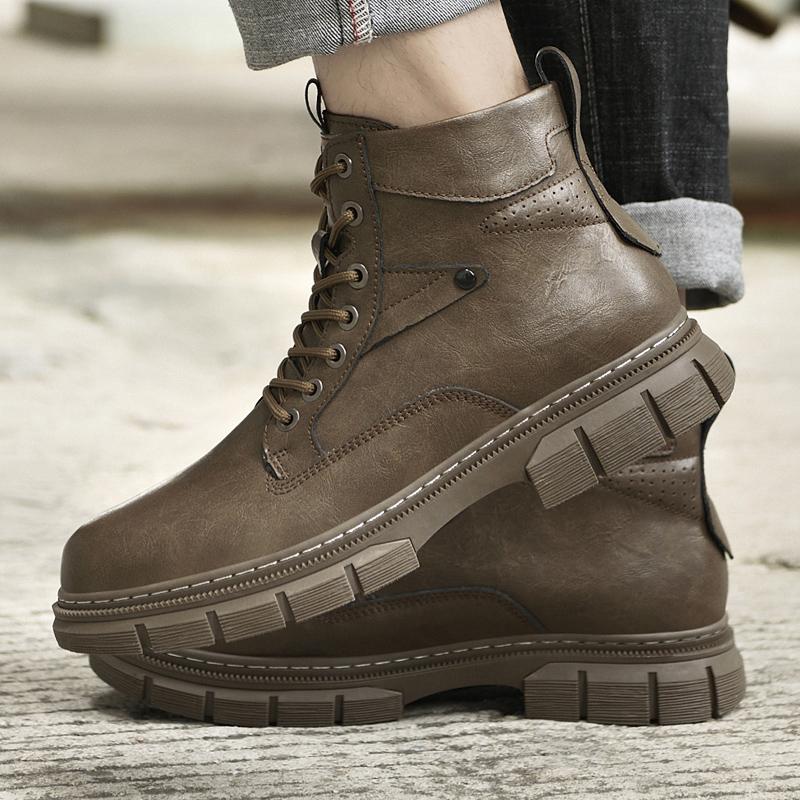 Scarpe da Uomo alla Moda Comode Designer Stivali Chelsea alla Caviglia in Vera Pelle Scarpe da Uomo Suola Spessa Stivali Casual da Motociclista Uomo Business