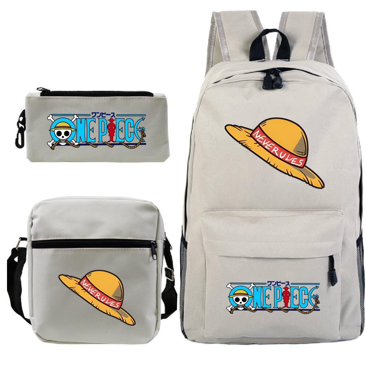 

Новый рюкзак с принтом One Piece для учеников начальной и средней школы, большая вместимость, школьная сумка, набор из трех предметов No specification
