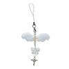 Handmade Angel Wing Phone Pendant Sweet Ribbon Bowknot Keychain Heart Beaded Phone Lanyard Acrylic Keyring Ornament