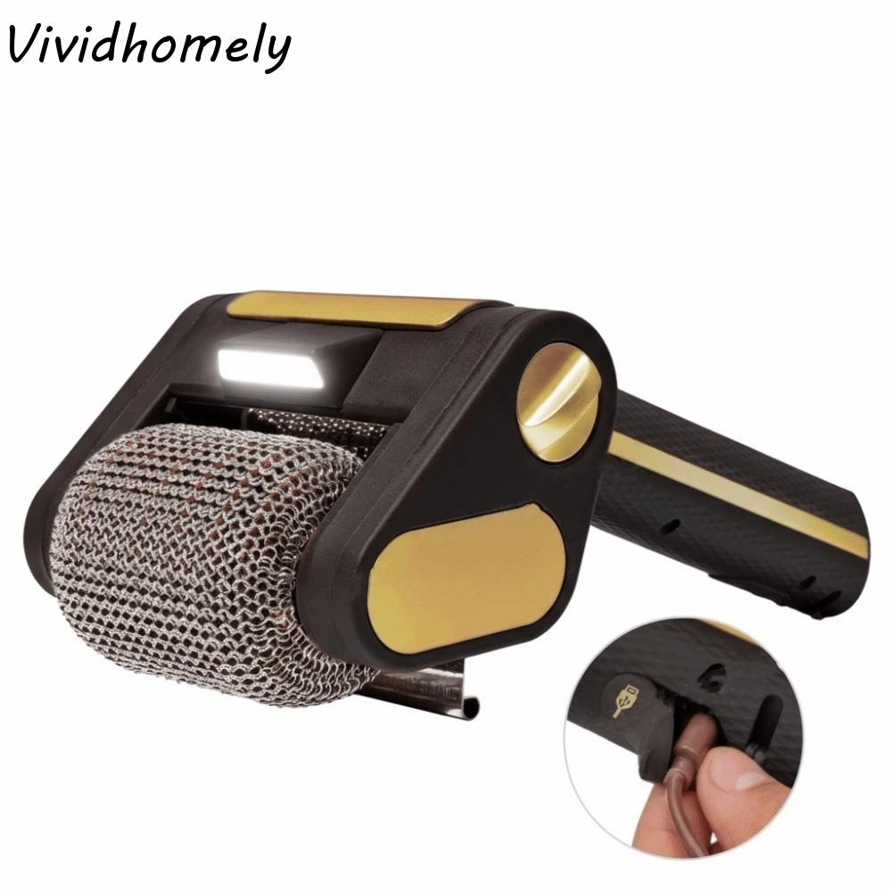 Rechargeable Electric Grill Cleaner with LED Light Stainless Steel Roller Grill Cleaner Brush Detachable