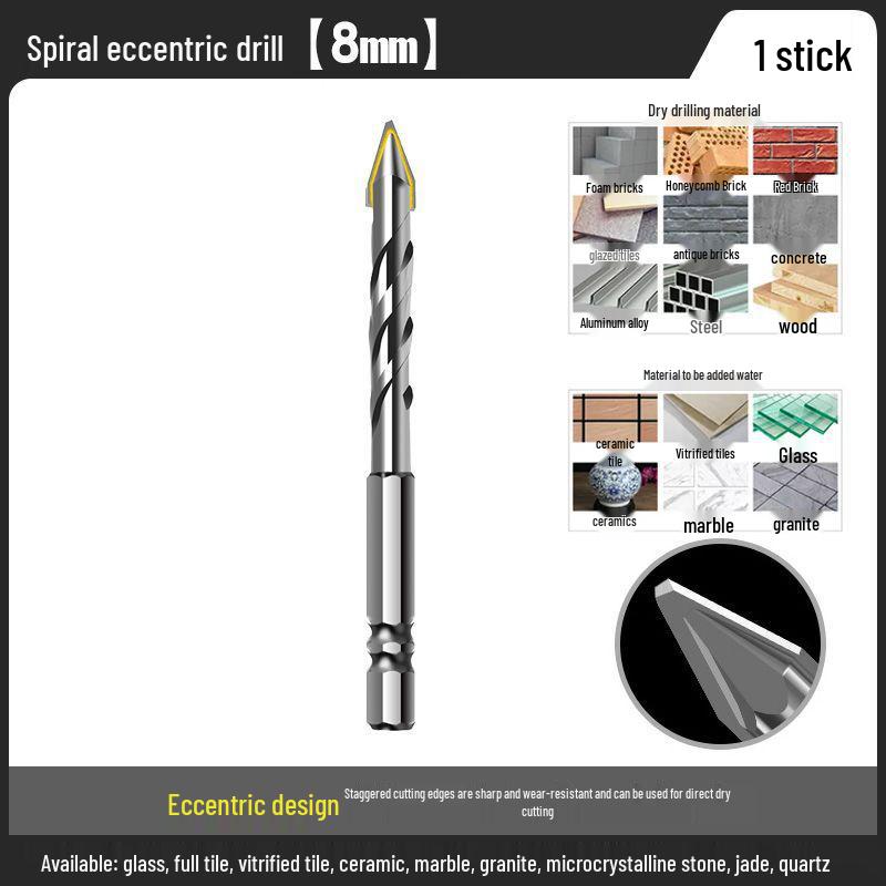 Carbide Eccentric Drill Bit for Electric Drills - Ideal for Round Hole Drilling in Concrete, Brick, and Porcelain Tiles.