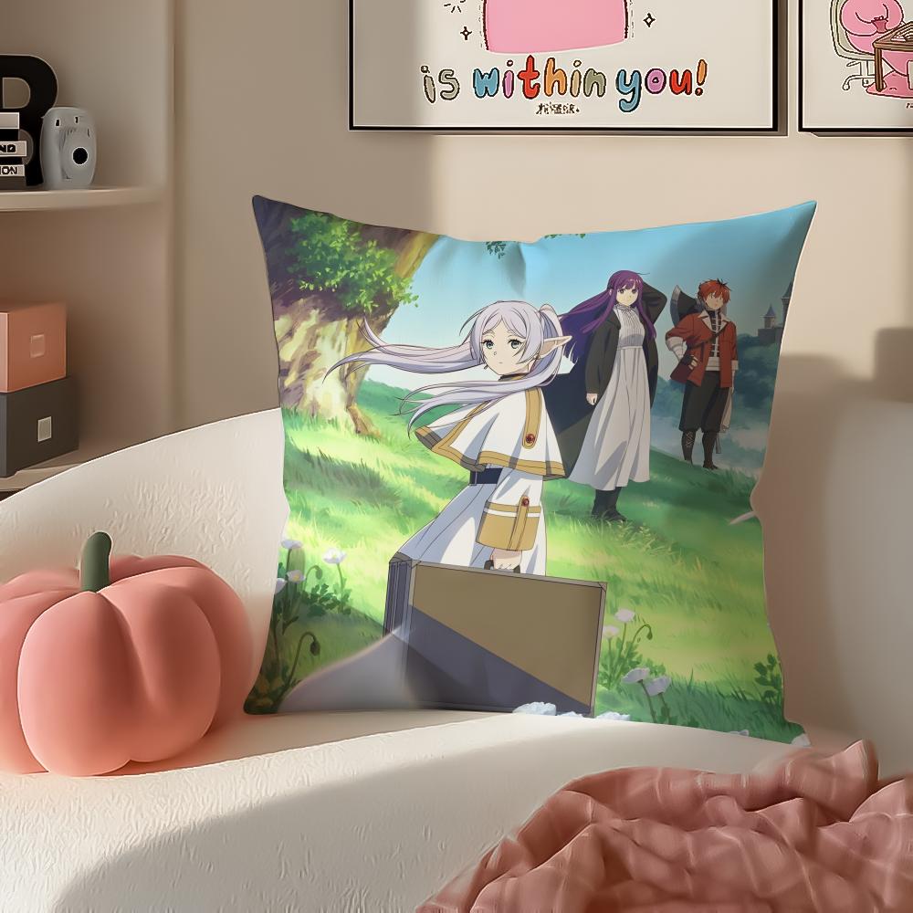 

Fantasy Anime FFrieren Beyond Journeys End Cushion Cover Pillowcase Short Plush Invisible zipper Room Sofa Cushion Cover 30X30cm