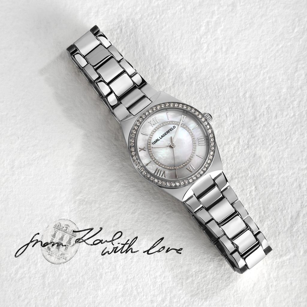 KARL LAGERFELD HAMBURG Wrist Watches Quartz Movement Steel Strap 30mm Mother of Pearl Color Watch Dial Women's Watch R0553105506