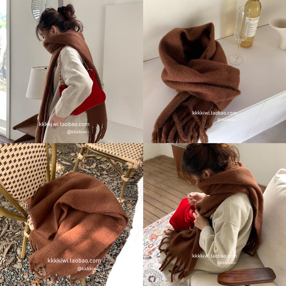 "2024 Winter Versatile Solid White Scarf for Girls - Korean Style"