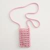 Fashion Vibrant Colorful Knitting Phone Bag Lightweight Hollow Design Beach Purse Portable Small Shoulder Bag Beach Travel