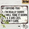 Funny If I Offended You Vintage Metal Sign Rustic Humor Wall Art Home Decor