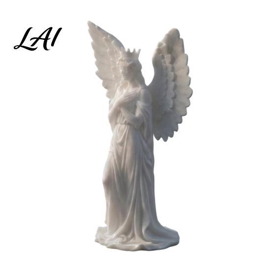 3D Printed Angel Statue Crown Figurine Vintage Guardian Angle Statue Shape Ornament Artistic Winged Women Sculpture for Home Tabletop Decoration