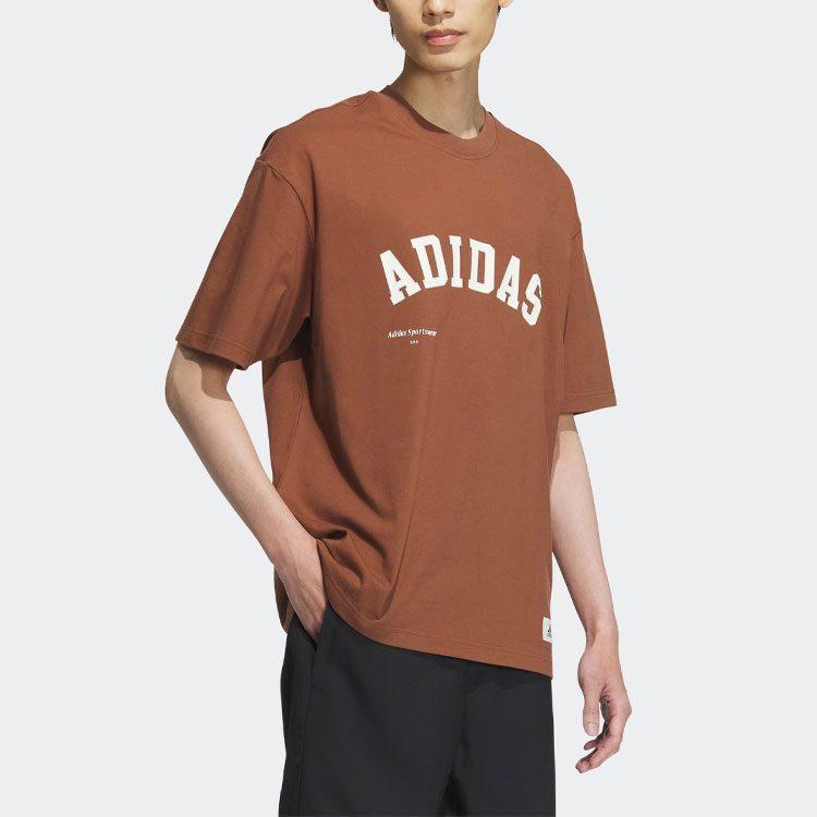 adidas T Shirts Men's Brown Crew Neck Moderate Straight Fit IS4961