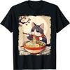 Cat Ramen Japanese Funny Graphic Kawaii Cat Anime Ukiyo-e T-Shirt