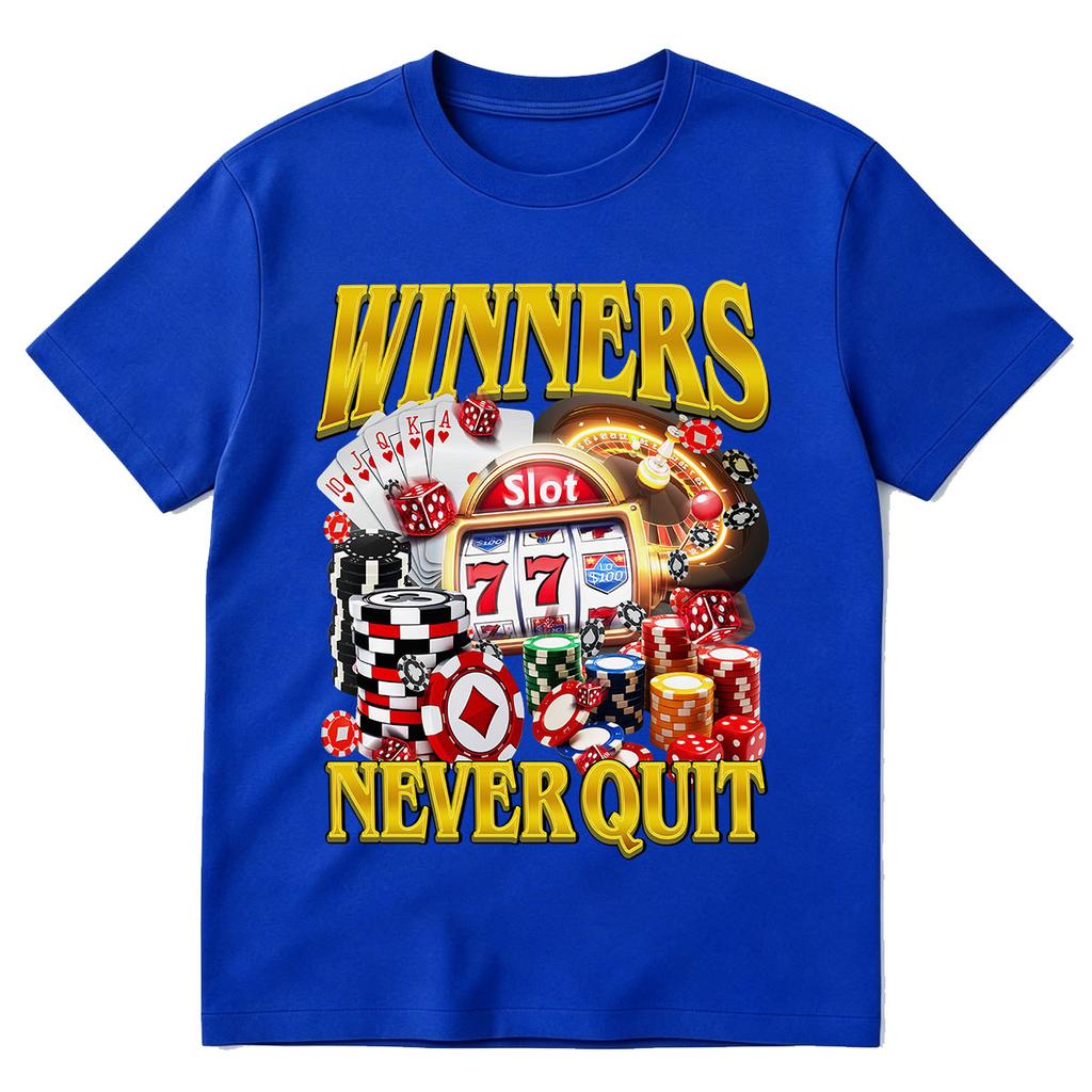 Vítězové se nikdy nevzdávají Vtipné tričko na hazard, Vintage Bootleg Kasino Meme Tričko Hrací Automat Pokerové žetony Retro Vegas Tričko