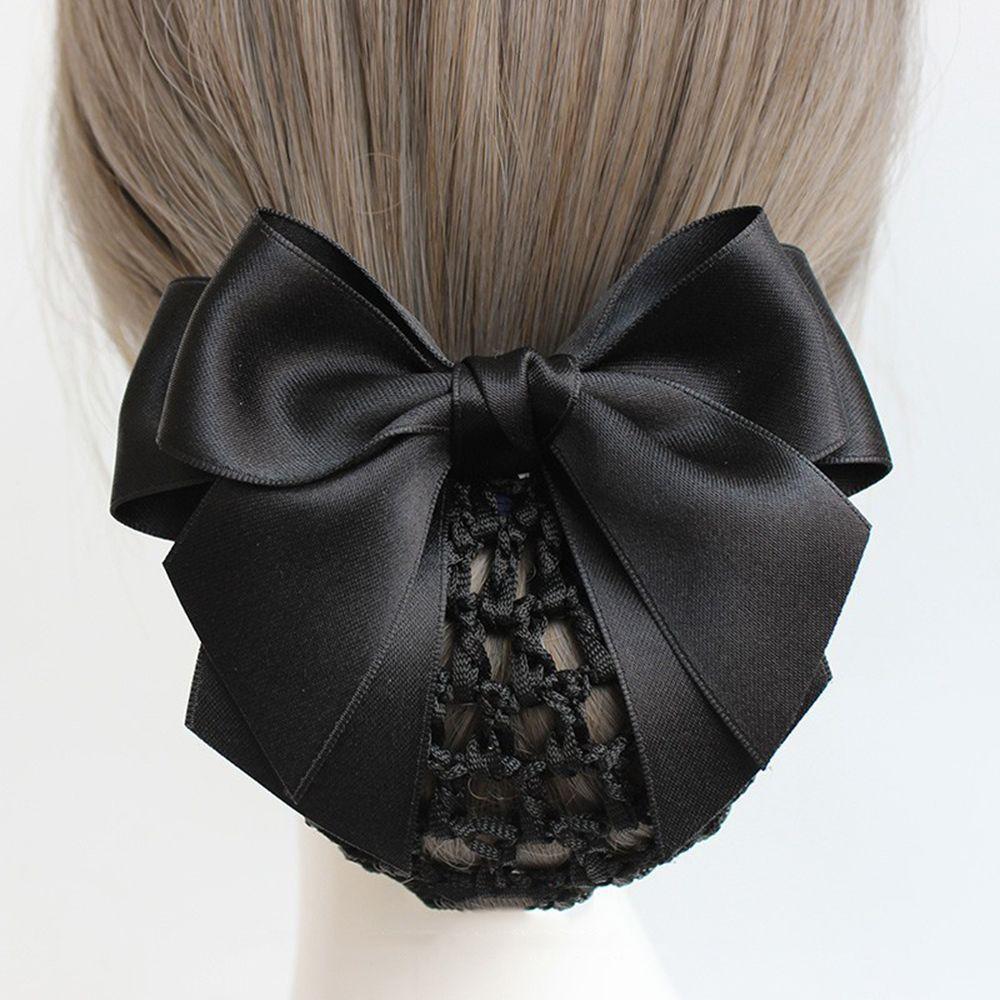 For Girls Hotel Bowknot Nurse Korean Bun Snood Ponytail Clip Women Spring Clip Hairgrips Cover Net