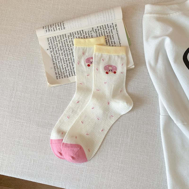 Yellow Socks Women'S Spring And Summer Thin Mesh Hollow Tube Socks Girls Socks Long Stacking Socks